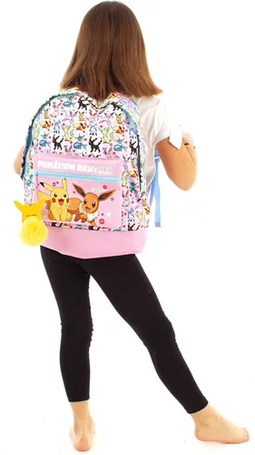 Vista 2 de Pokemon Mochila Pikachu Eevee Besties Bolsa Rosa Glitter, Rosado, Mochilas de mochila