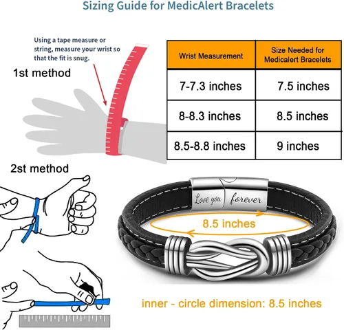 Vista 6 de Pulsera de nudo de hombre para regalo, cuero trenzado color marrón, del infinito, de acero inoxidable, con la frase Love You Forever, para hijos