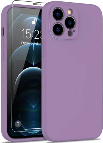 Vista 34 de DEENAKIN Funda de silicona compatible con iPhone 12 con protector de pantalla, mejora la protección de la cámara, funda protectora suave y flexible