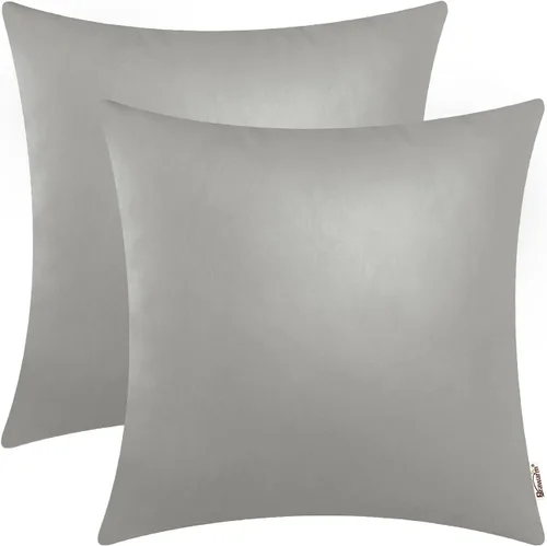 Vista 27 de BRAWARM Fundas de almohada de cuero sintético de 16 x 16 pulgadas - Juego de 2 fundas de almohada de cuero negro, fundas de almohada de cuero teñido