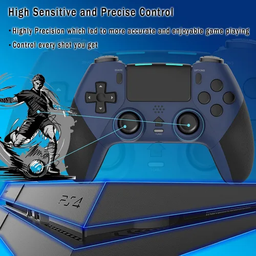 Vista 5 de TERIOS Wireless Pro Controller Compatible with PS4 PS4 ProPS4 Slim Console, Gaming Remote with Built-in 800mAh Rechargeable BatteryPrecise