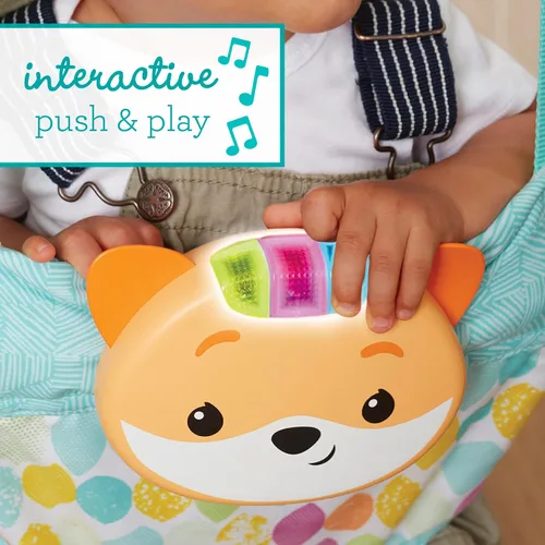 Vista 4 de Infantino Saltador de puerta 2 en 1 con música y luces - Saltador de actividad estimulante con sonidos activados por movimiento para bebés, Zorro