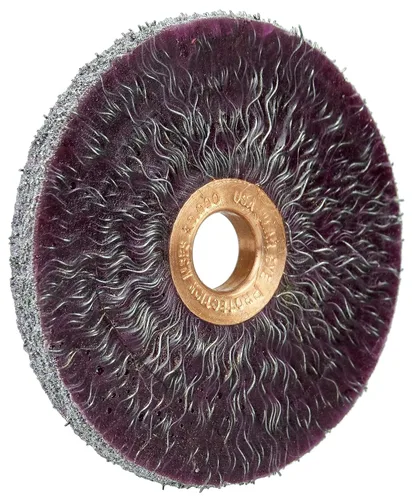 Vista 2 de Weiler 35260 Polyflex - Rueda de alambre prensado encapsulada, diámetro pequeño de 3 pulgadas, relleno de acero de 0.14 pulgadas, orificio de eje