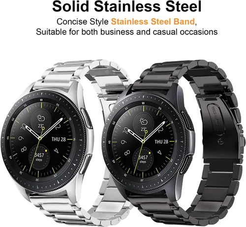 Vista 2 de Paquete de 2 correas de reloj para Samsung Galaxy Watch 8 7 6 5 4 Classic FE Pro Ultra Stainless Steel,20MM,Pack of 2,Double Button Clasp,Business