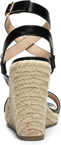 Vista 5 de DREAM PAIRS Sandalias de plataforma para mujer Negro PU