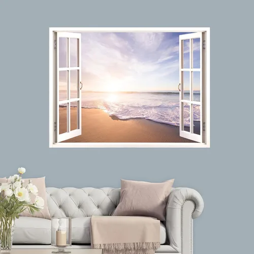 Vista 29 de IDEA4WALL Adhesivo mural removible para pared, arena blanca tropical, playa, orilla, palmera, naturaleza, desierto, fotografía, arte moderno