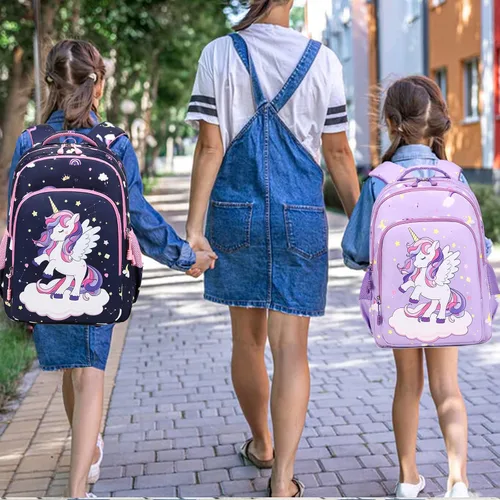 Vista 56 de Juego de mochila para niñas con diseño de unicornio, mochila escolar para niños, mochila para libros para niñas, set 3 en 1, regreso a clases