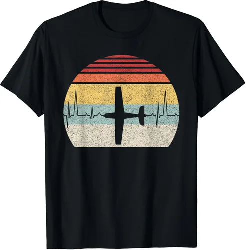 Vista 2 de Vintage Retro Avión Pilot Heartbeat - Camiseta retro, Negro, S