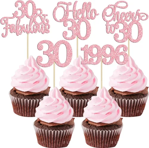 Vista 19 de Gyufise Paquete de 24 adornos negros para cupcakes de 10.º cumpleaños con purpurina negra 10 Ten Hello 10 Dights dobles desde 2015 para decoraciones