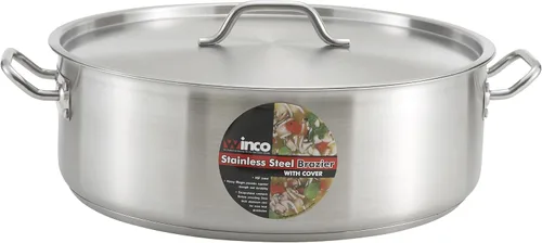 Vista 2 de Winco Brasero de acero inoxidable de grado comercial con tapa, 8 cuartos de galón