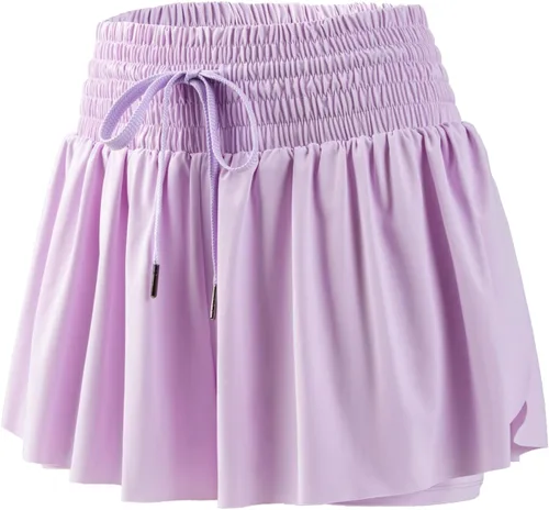 Vista 5 de Blaosn Pantalones cortos deportivos fluidos para mujer, entrenamiento, correr, gimnasio, yoga, cintura alta con bolsillos, pantalones cortos