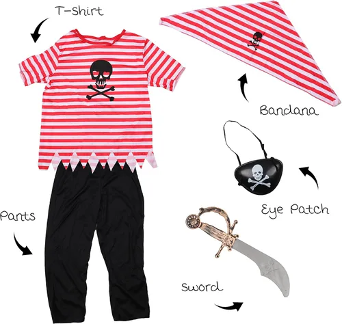 Vista 5 de SandT Collection Disfraz de pirata para niños pequeños y niñas
