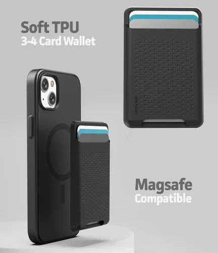 Vista 5 de ENCASED Juego de funda 3 en 1 para iPhone 14 Plus con tarjetero y protector de pantalla (compatible con MagSafe), color negro