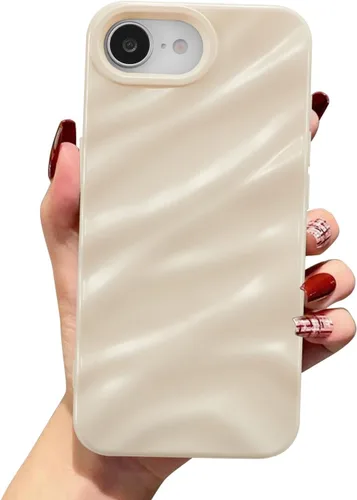 Vista 84 de QLTYPRI Funda compatible con iPhone 11, bonita funda con patrón de ondas de agua para niñas y mujeres, delgada, satinada, brillante, suave, de Beige