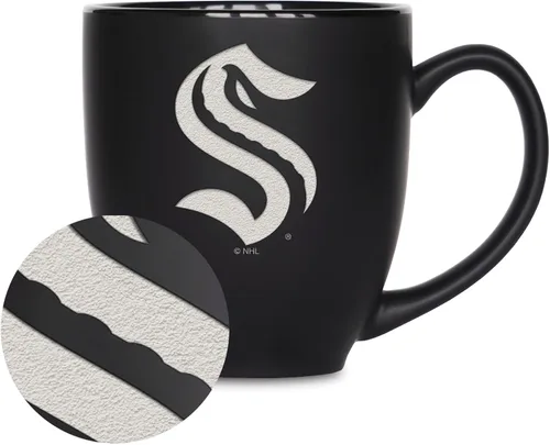 Vista 29 de Rico Industries NHL Hockey - Taza bistró de cerámica negra mate de 15 onzas