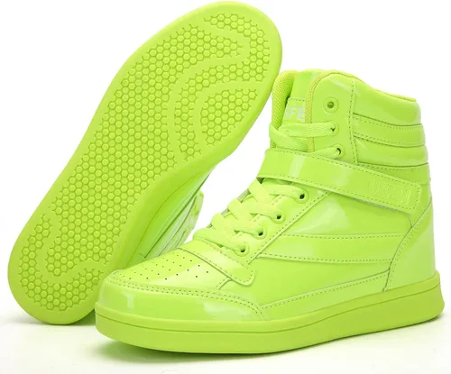Vista 2 de UBFEN Womens High Top Ankle Support Sneakers Vibrant Colour Hidden Wedge Heel Retro 80s Tennis Shoes for Girls Cosplay Removable Insole Footwear