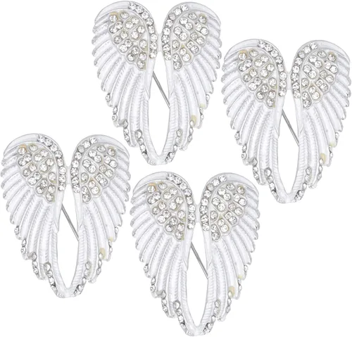 Vista 7 de 4Pcs Brooch Pin Diamond Angel Wing Pattern Cute Fashion Lapel Pin Coat Badges Accessory
