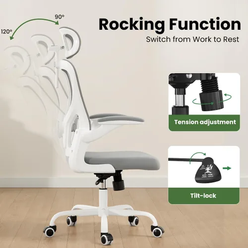 Vista 7 de Ergonomic Office Chair, Mesh Desk Chair with Lumbar Support, 300LBS High Back Home Office Chair with Adjustable Headrest and Flip-Up Arms
