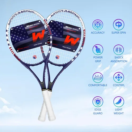 Vista 3 de Juego de raquetas de tenis para adultos de 27 pulgadas, incluye raqueta de tenis, pelotas de tenis, amortiguadores de vibración, bolsa de tenis