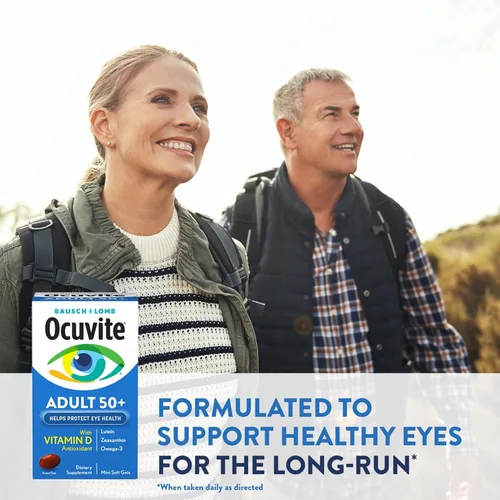 Vista 10 de Bausch + Lomb Ocuvite Adult 50+ Suplemento de vitaminas y minerales con luteína, zeaxantina y omega-3, geles suaves, 90