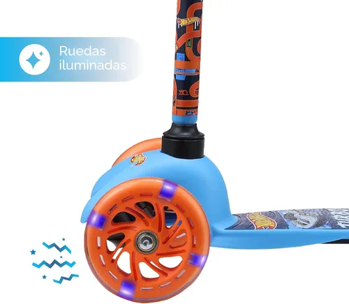 Vista 6 de Patinete para niños, auto equilibrio de 3 ruedas, ruedas LED iluminadas Hot Wheels