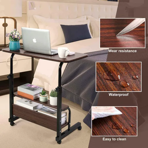 Vista 5 de Escritorio de oficina en casa, mesa ajustable para dormitorio, computadora portátil moderna para sala de estar, sofá, espacios pequeños portátiles