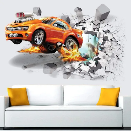 Vista 4 de Supzone Calcomanías 3D para automóvil, calcomanías de pared rota autoadhesivas, vinilo extraíble, arte de automóvil para niños, calcomanías de coche