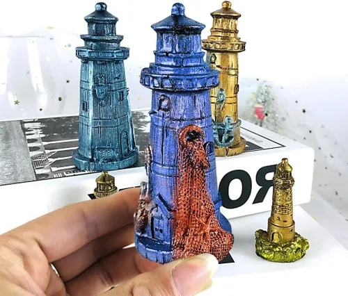 Vista 7 de Molde de resina de faro 3D, molde de silicona para velas de torre, molde de fundición epoxi náutica para bricolaje, pastel, fondant, jabón, playa