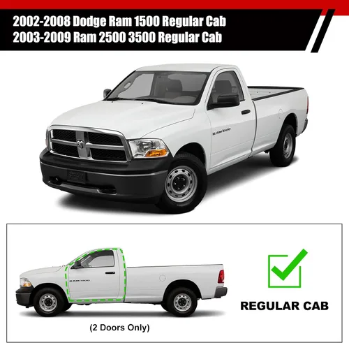 Vista 2 de Compatible con Dodge Ram 1500 2002-2008 2003-2009 Ram 2500 3500 Barra de Escalón de Cabina Regular Acero Negro de Servicio Pesado