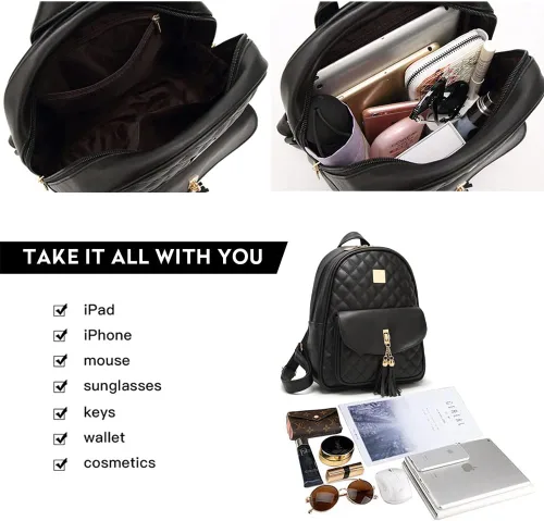 Vista 5 de I IHAYNER - Morral informal de cuero acolchado con diseño simple para mujer