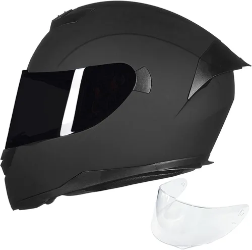 Vista 10 de ILM Casco de Motocicleta de Cara Completa para Motocross y Street Bike Certificado DOT 2 Viseras Modelo-317 (Negro Brillante, S)