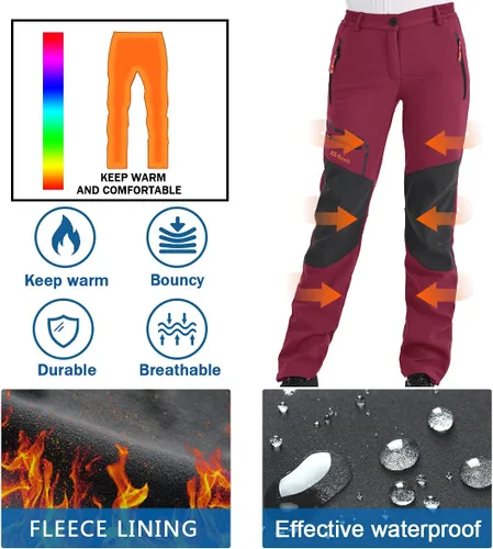 Vista 4 de Postropaky - Pantalones de esquí de nieve para mujer, impermeables, aislados, softshell, snowboard, cierre inferior de pierna