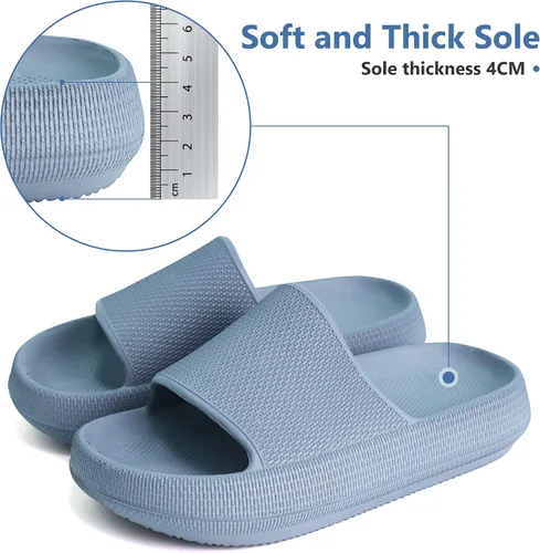 Vista 3 de Youecci Sandalias de nube para niños, sandalias de ducha, sandalias de baño, piscina, cómodas pantuflas de suela gruesa, zapatos de playa