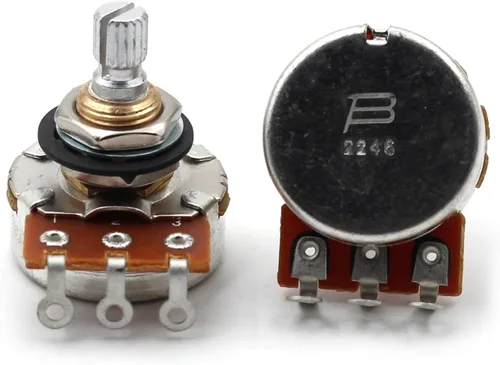Vista 4 de Potenciómetro Bourns 250k - Eje dividido corto, cono de audio, olla de guitarra de baja fricción (3x)