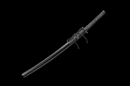 Vista 2 de Espada japonesa samurái negra Katana espadas forjadas a mano
