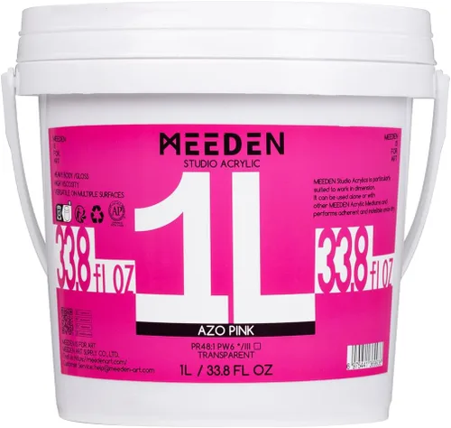 Vista 14 de MEEDEN Juego de pintura acrílica: 1L/33.8 oz x 12 colores pinturas acrílicas grandes a granel - Pinturas artísticas brillantes de cuerpo pesado