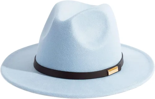 Vista 105 de Sombreros Fedora para hombre, sombrero Panamá de ala ancha con cinturón clásico Unisex Felt Fedora, Adjustable Fit, Breathable Sweatband, All-Day