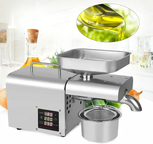 Vista 7 de Máquina automática de prensa de aceite, extractor eléctrico de aceite esencial, máquina exprimidora de aceite de acero inoxidable, prensa de aceite