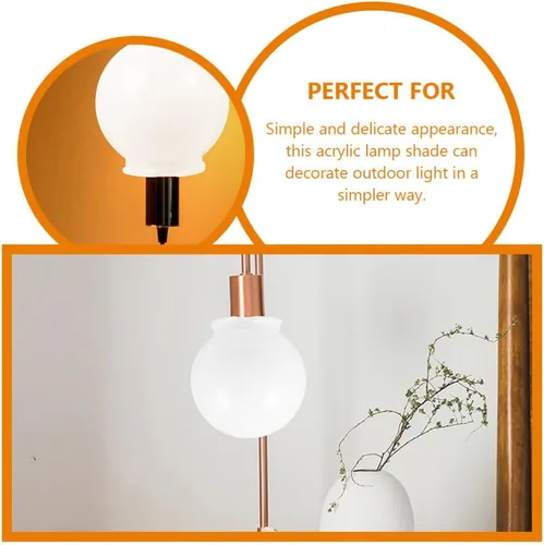Vista 3 de 2 unids acrílico lámpara poste globo con cuello blanco lámpara sombra redonda de plástico globo de luz apertura cuello ventilador techo cubiertas