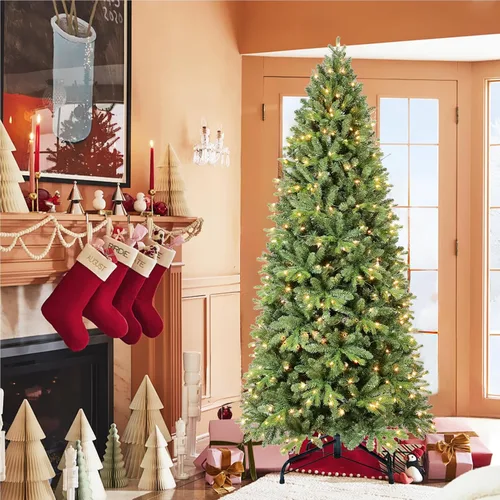 Vista 5 de 7.5ft PE PVC Artificial Christmas Tree and Metal Stand