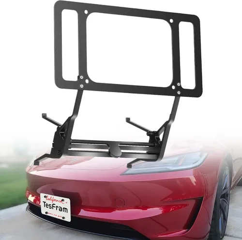 Vista 12 de Soporte para placa de matrícula modelo 3 2023-2017, altura ajustable y sin perforación, soporte para placa frontal con características antirrobo