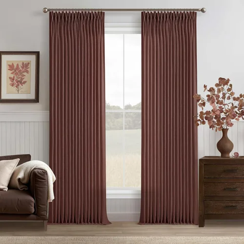 Vista 77 de TWODRAPES Cortinas de Lino Plisadas con Pinza Beige Blancas de 54 Pulgadas de Largo 2 Paneles para Comedor Cocina Dormitorio Plisadas Semi