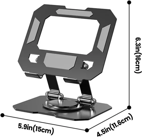 Vista 2 de Soporte para Tablet para Escritorio, Soporte de Escritorio para Tablet Giratorio Ajustable de 360°, Soporte Plegable de Aluminio para Tableta