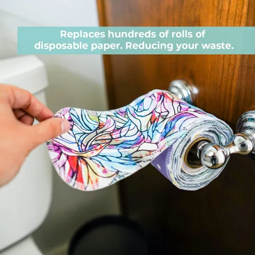 Vista 4 de Marley's Monsters Papel higiénico sin papel – Rollo de 24 unidades, papel higiénico reutilizable – Toallitas absorbentes para bidé, (Cactus)