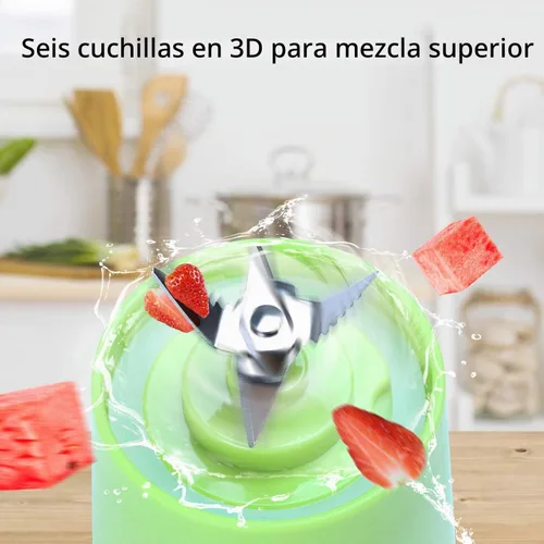 Vista 2 de Licuadora portátil, mezcladora personal de frutas recargable con USB, mini licuadora para batidos, jugo de frutas, batidos de leche, 12.8 fl oz
