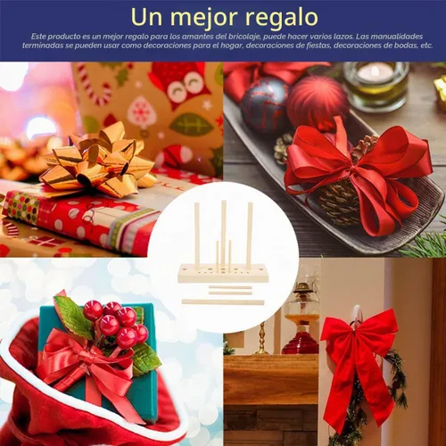 Vista 6 de Herramienta para hacer lazos, herramienta de fabricación de lazos para cinta, corona de madera, herramienta ajustable con palos de tablero
