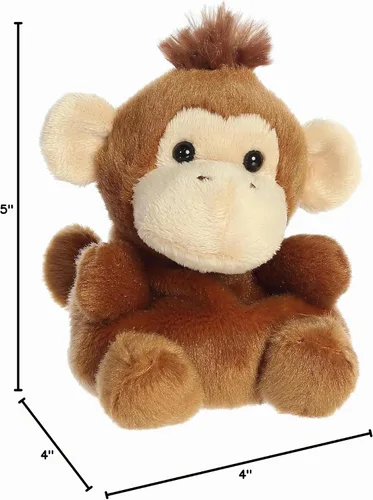 Vista 6 de Aurora® Adorable animal de peluche Palm Pals™ Boomer Monkey™ - Juego de bolsillo - Diversión coleccionable - Marrón 5 pulgadas