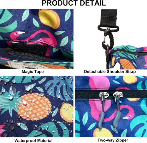 Vista 6 de Bolsas de fin de semana impermeables para mujer, grandes viajes durante la noche, bolsa de lona para entrenamiento, gimnasio, playa, natación