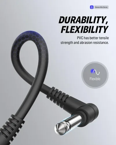 Vista 6 de Donner - Cables de conexión para pedales de efecto de guitarra de 6 pulgadas, negro, paquete de 3