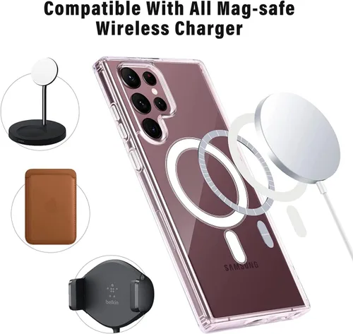 Vista 4 de Funda para Samsung S22 Plus con lente de cobertura completa, protección resistente, compatible con carga inalámbrica, contraportada morada